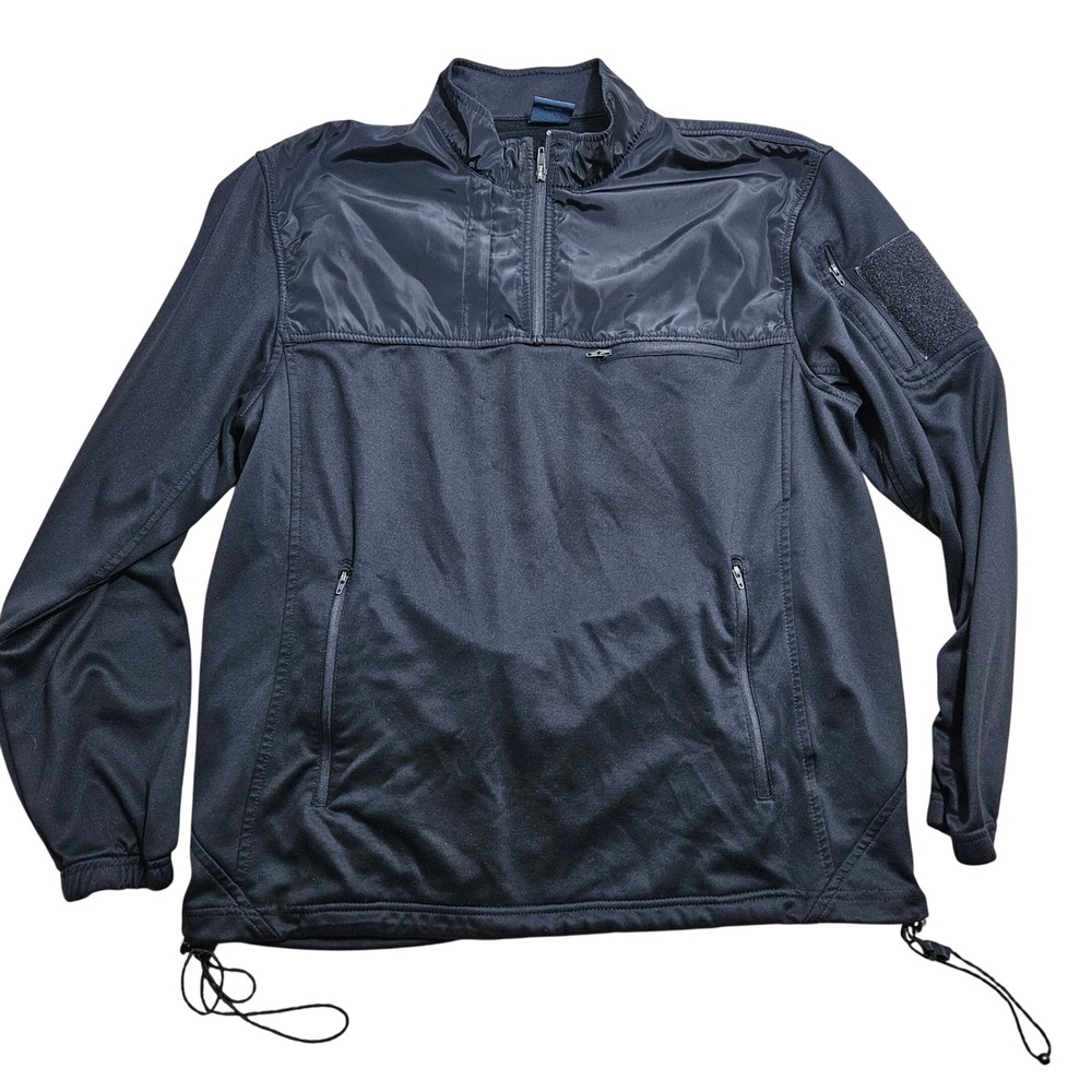 Propper Quarter Zip Pullover Mens Large Black Tactical Sleeve Patch Utility